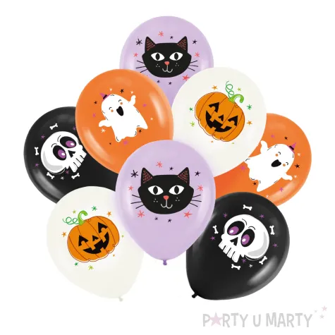 balony halloween straszne dynie koty duchy i czaszki partypal 12 8 szt