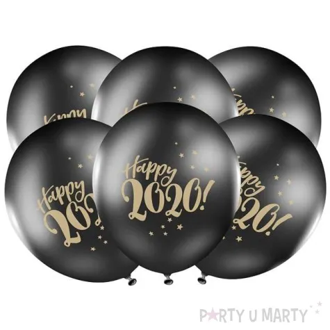 balony happy 2020 pastel czarne strong 12 6 szt