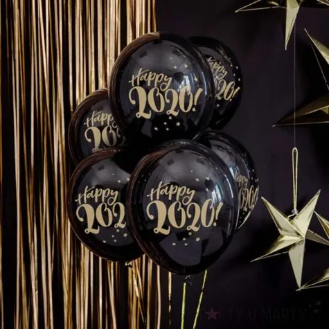 balony happy 2020 pastel czarne strong 12 6 szt
