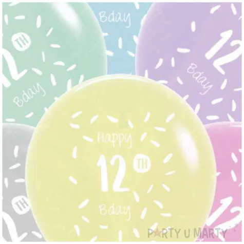 balony happy birthday 12th bday mix folat 13 6 szt
