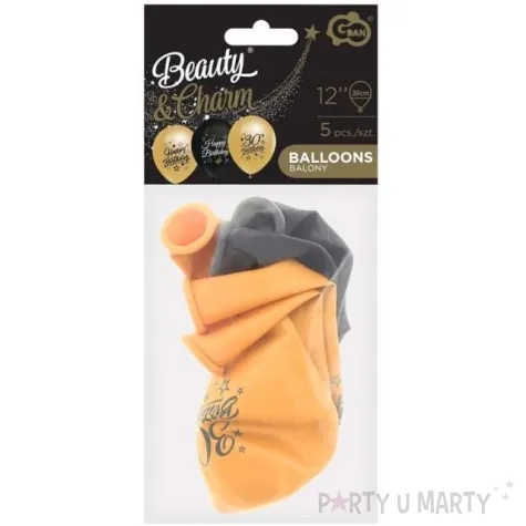 balony happy birthday 30 beauty and charm zloto czarny godan 12 5 szt