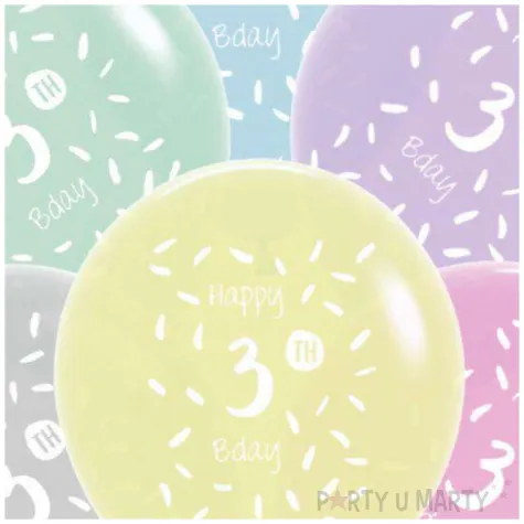 balony happy birthday 3th bday mix folat 13 6 szt