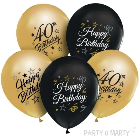 balony happy birthday 40 beauty and charm zloto czarny godan 12 5 szt