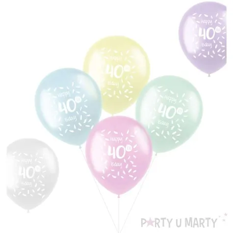 balony happy birthday 40th bday mix folat 13 6 szt