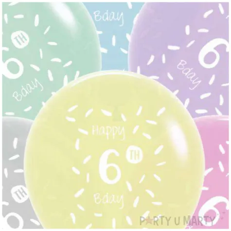 balony happy birthday 6th bday mix folat 13 6 szt