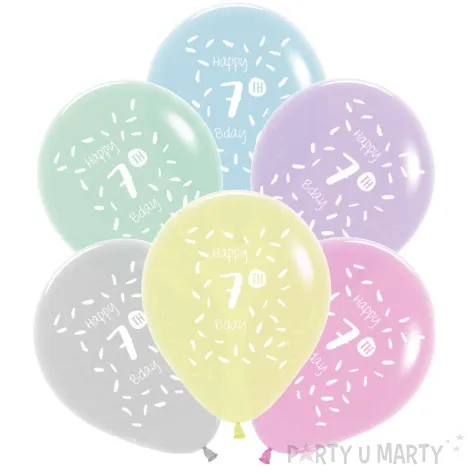 balony happy birthday 7th bday mix folat 13 6 szt