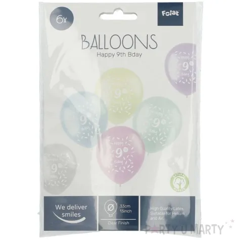 balony happy birthday 9th bday mix folat 13 6 szt