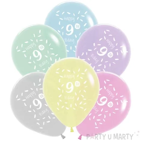balony happy birthday 9th bday mix folat 13 6 szt