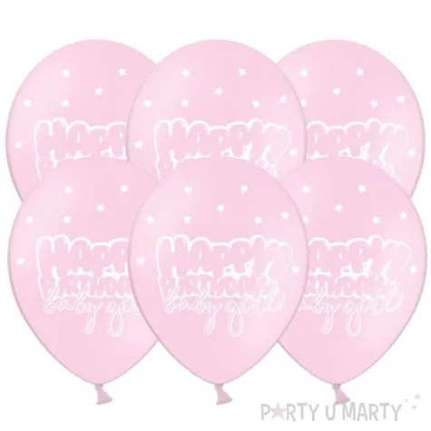 balony happy birthday baby girl pastel rozowy 12 strong 6 szt