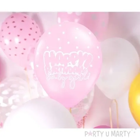 balony happy birthday baby girl pastel rozowy 12 strong 6 szt