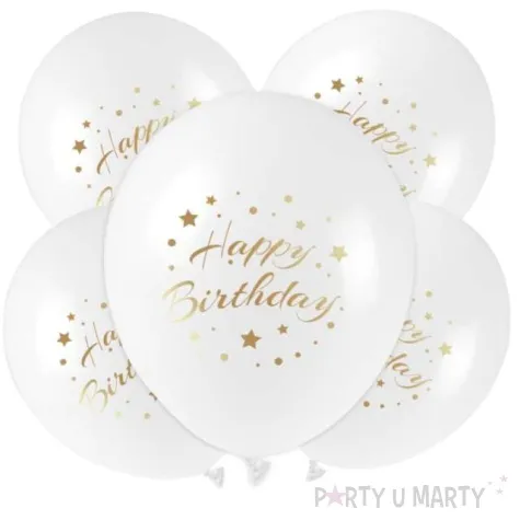 balony happy birthday bialo zlote arpex 11 5 szt