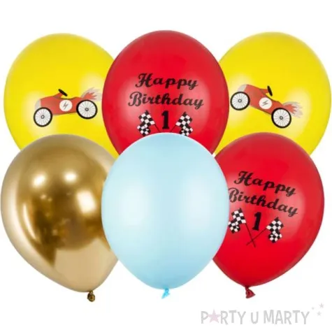 balony happy birthday formula 1 mix partydeco 12 6 szt