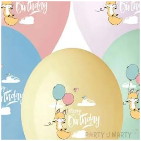 balony happy birthday lisek 13 gemar 5 szt