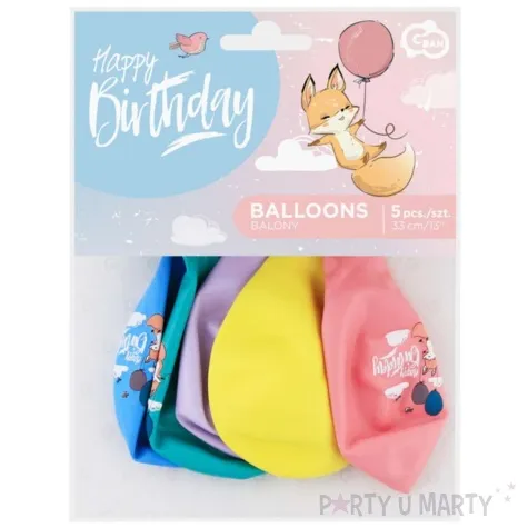 balony happy birthday lisek 13 gemar 5 szt