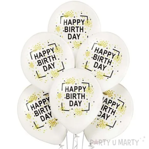 balony happy birthday metalik perlowy belbal 12 6 szt