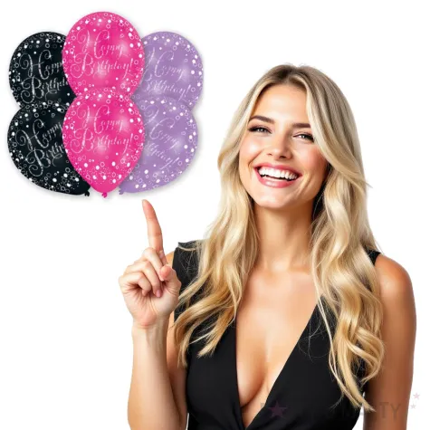 balony happy birthday pink mix amscan 11 6 szt