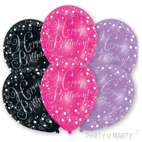 balony happy birthday pink mix amscan 11 6 szt