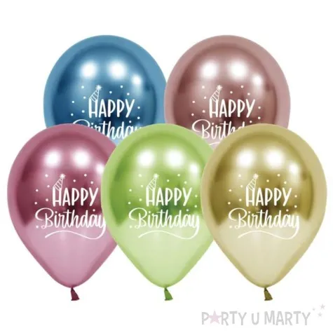 balony happy birthday platynowa mieszanka mix godan 12 5 szt