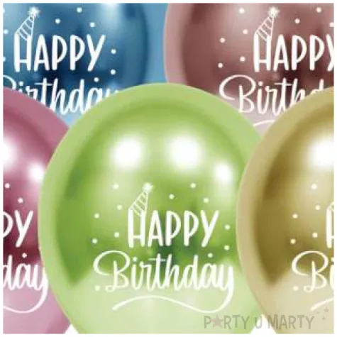 balony happy birthday platynowa mieszanka mix godan 12 5 szt