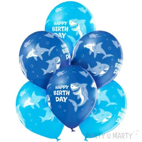 balony happy birthday rekin niebieskie belbal 12 6 szt