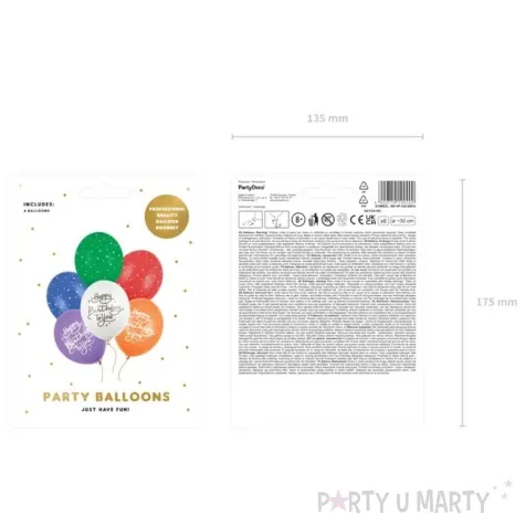 balony happy birthday to you partydeco 12 6 szt