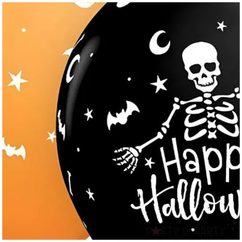 balony happy halloween szkielet czarny pomaranczowy qualatex 11 25 szt