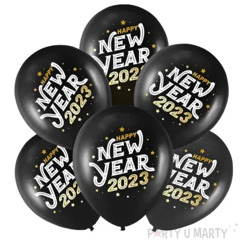 balony happy new year 2023 czarne partypal 12 5 szt