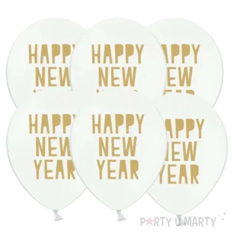 balony happy new year pastel bialy strong 12 6 szt