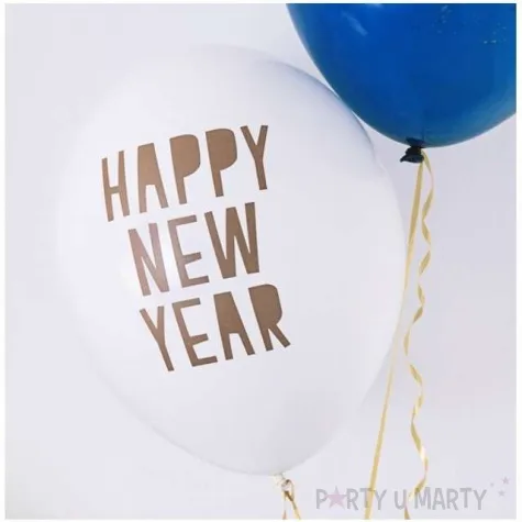 balony happy new year pastel bialy strong 12 6 szt