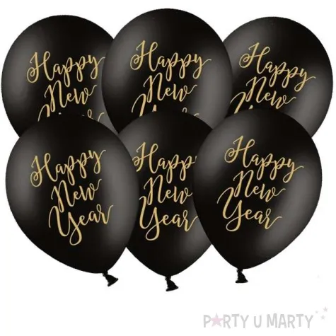 balony happy new year pastel czarny partydeco 12 6 szt