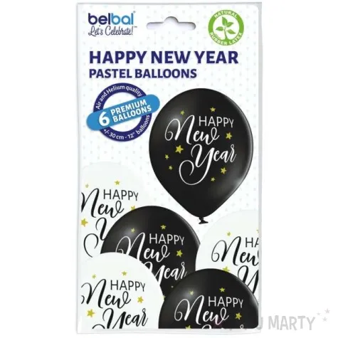 balony happy new year pastel mix belbal 12 6 szt