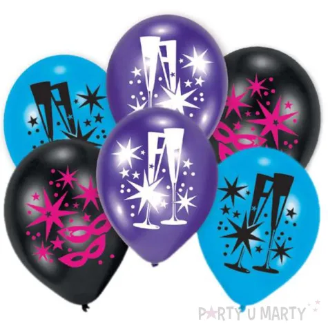 balony happy new year toast pastel mix amscan 9 6 szt