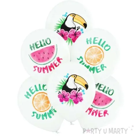 balony hello summer pastel biale belbal 12 6 szt