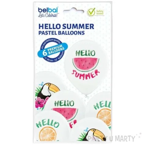 balony hello summer pastel biale belbal 12 6 szt