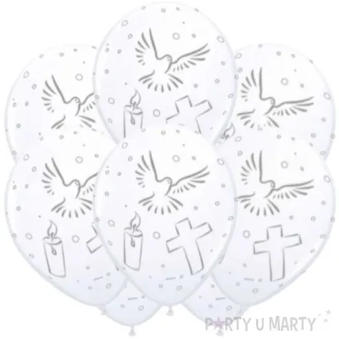 balony i komunia sw biale folat 12 8 szt