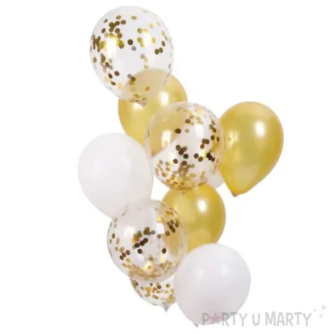 balony imprezowe trio z konfetti biale mix partypal 12 10 szt