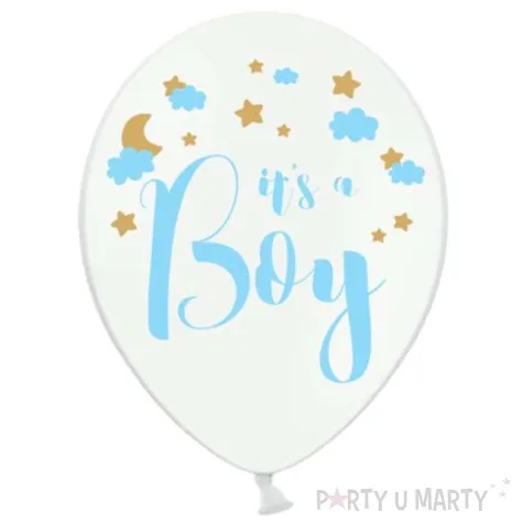 balony its a boy chmurki i gwiazdki bialy strong balloons 12 6 szt