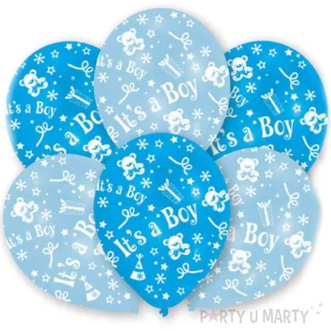 balony its a boy gwiazdki i misie blekitny amscan 11 6 szt