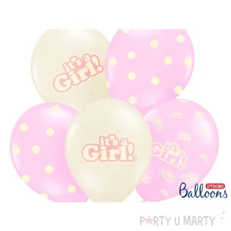 balony its a girl kropki pastel rozowo bezowy strong balloons 14 50 szt
