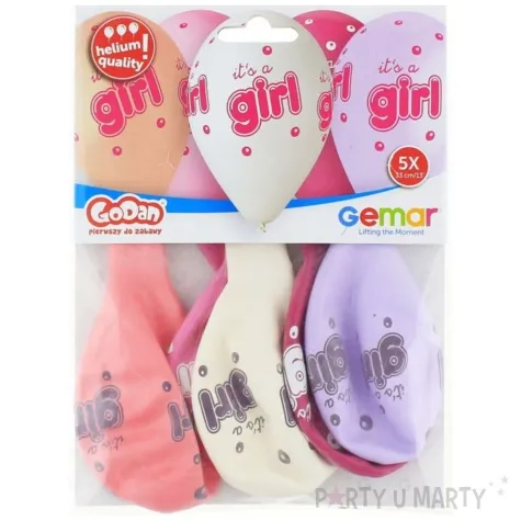 balony its a girl kropki rozowy gemar 13 5 szt
