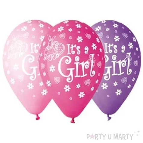 balony its a girl kwiatki mix rozowe gemar 12 5 szt