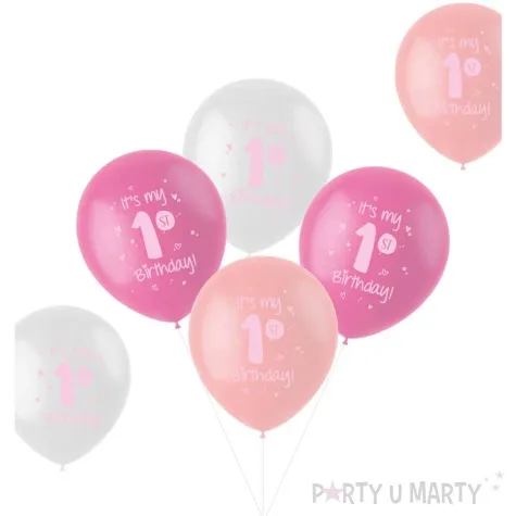 balony its my 1st birthday roczek rozowy folat 13 6 szt