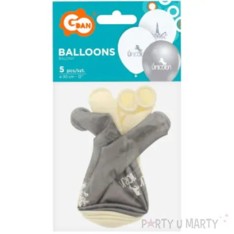 balony jednorozce bialo srebrne pastel godan 12 5 szt