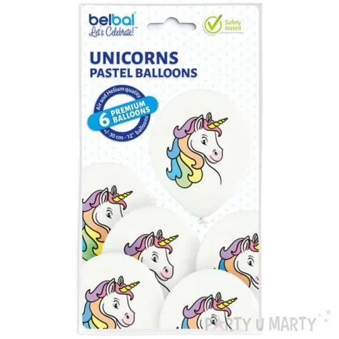 balony jednorozce pastel biale belbal 12 6 szt