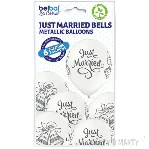 balony just married bells biale belbal 12 6 szt