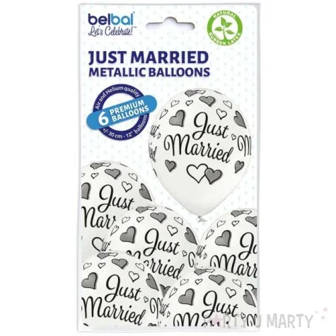 balony just married biale belbal 12 6 szt