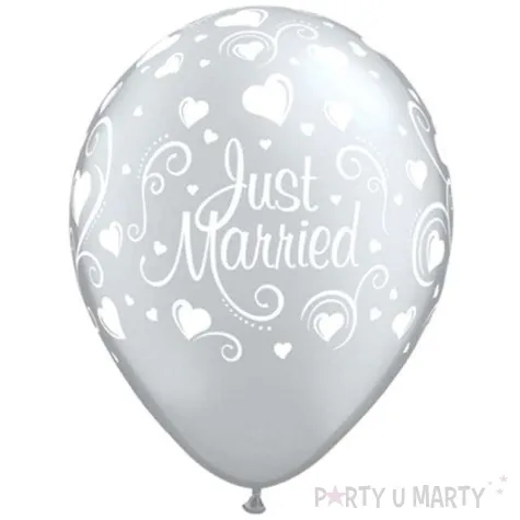 balony just married perlowy metalik qualatex 11 6 szt