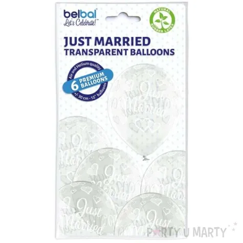 balony just married przezroczyste belbal 12 6 szt