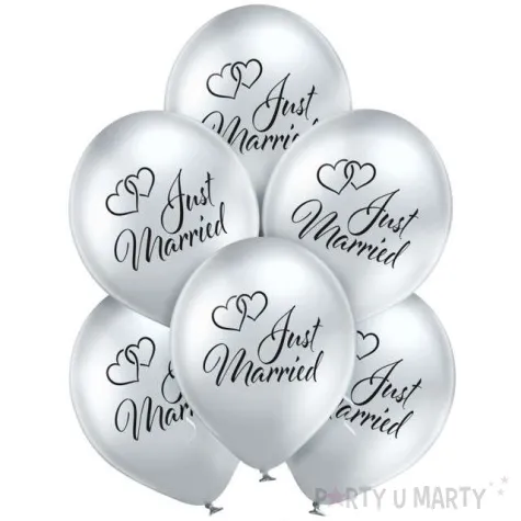 balony just married srebrne belbal 12 6 szt