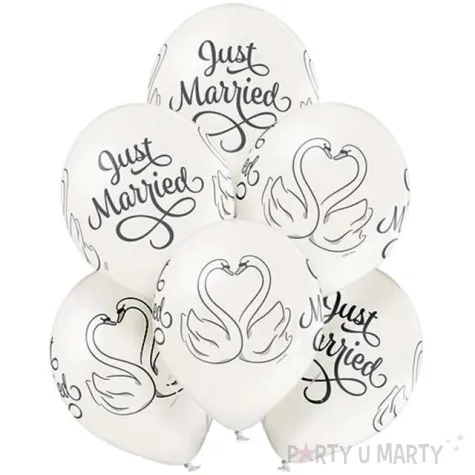 balony just married swan pastel bialy belbal 12 6 szt
